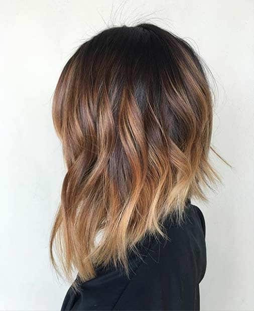 Loosely Curled Brown Bob with Highlights for Women with Thick Hair