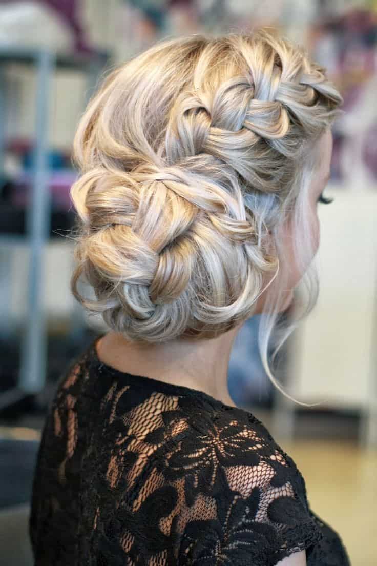 Long locks in a braided low side bun