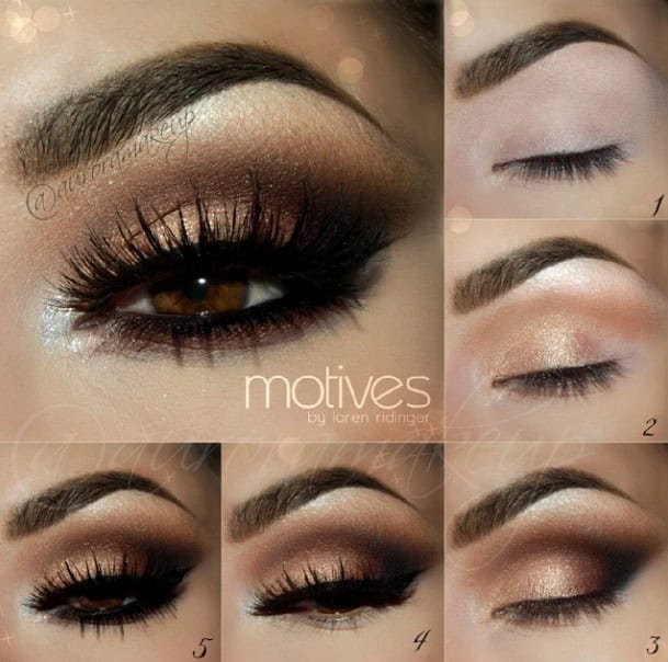 Step By Step Makeup Tutorials for Beginners: Bronze Glittery Smokey Eye