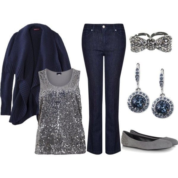 Navy and silver festive outfit