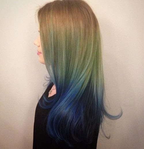 Blonde to Blue Ombre Look