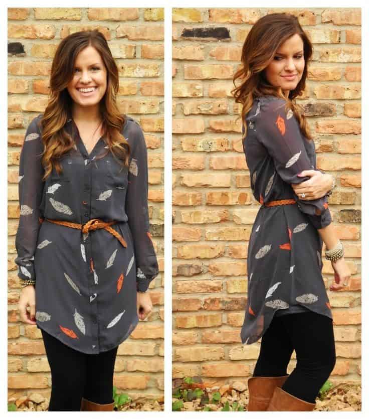 Shirt dress and leggings