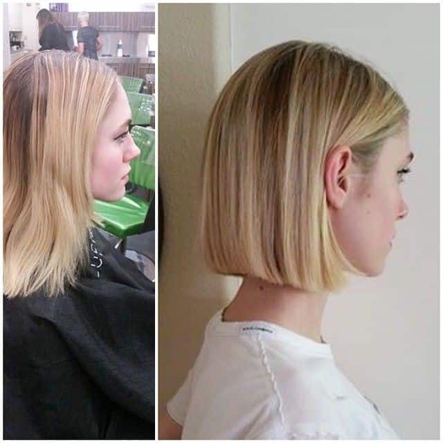 Traditional ombre blunt bob with middle part