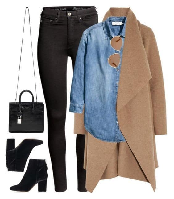 Camel Coat and Double Denim