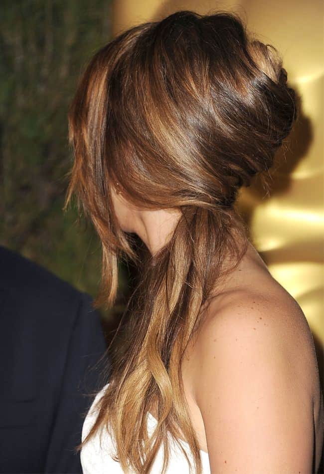 Side low ponytail French twist