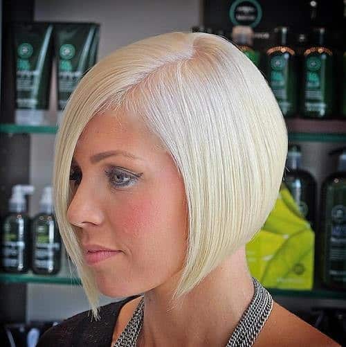 White Blonde Asymmetrical Bob