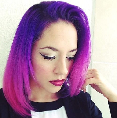 Purple to Pink Ombre Look for Medium Hair