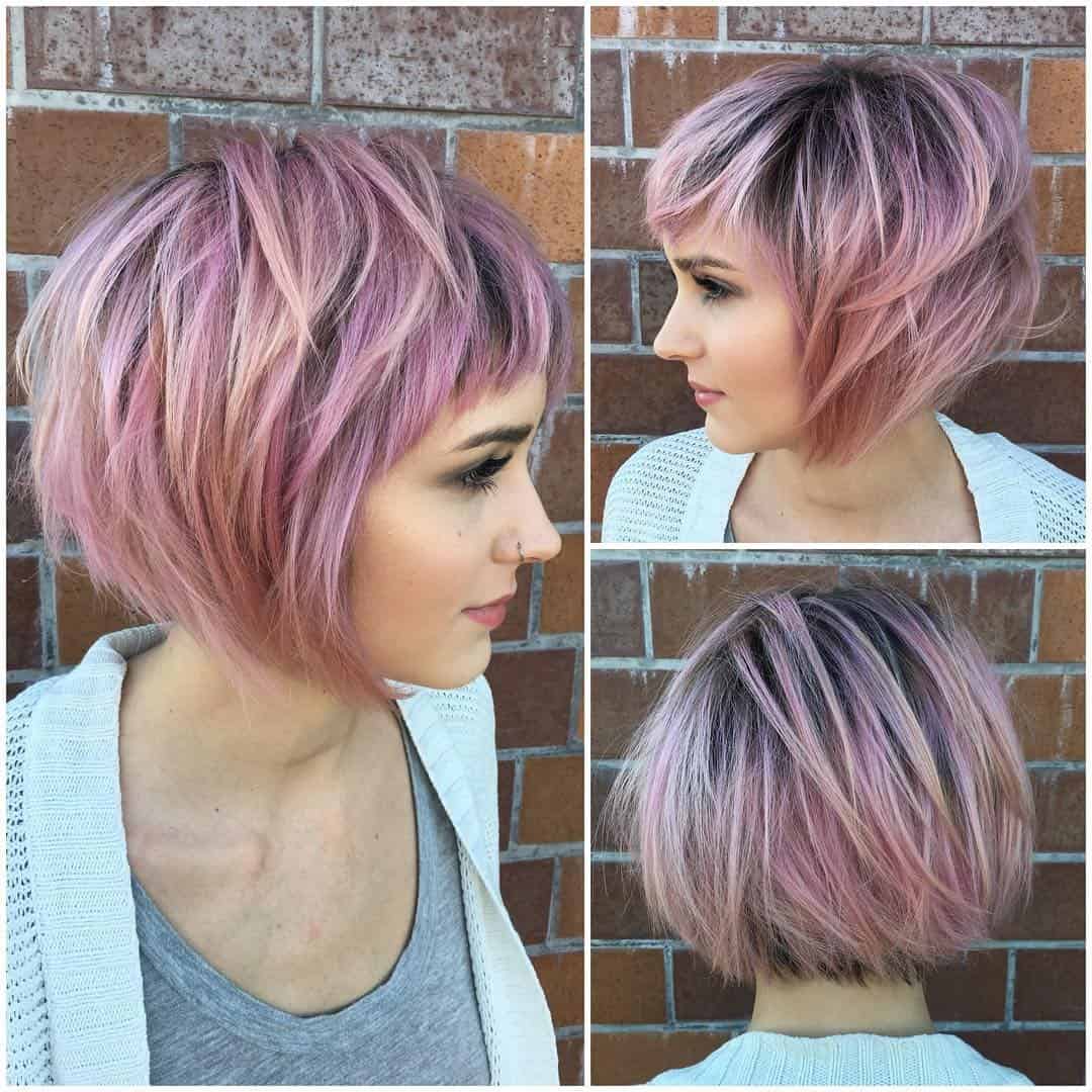 Ombre A-line short bob with longer front and side part