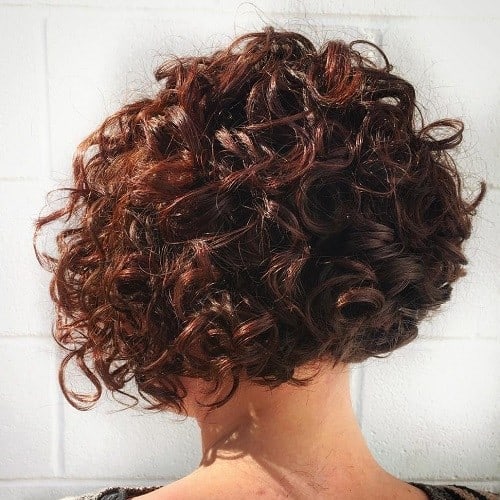 Curly Red Wedged Bob