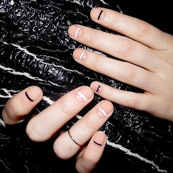 Simple Black and White Nail Design