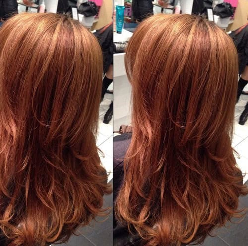 Rich Red Toned Brown Long Hair with Flicked Ends