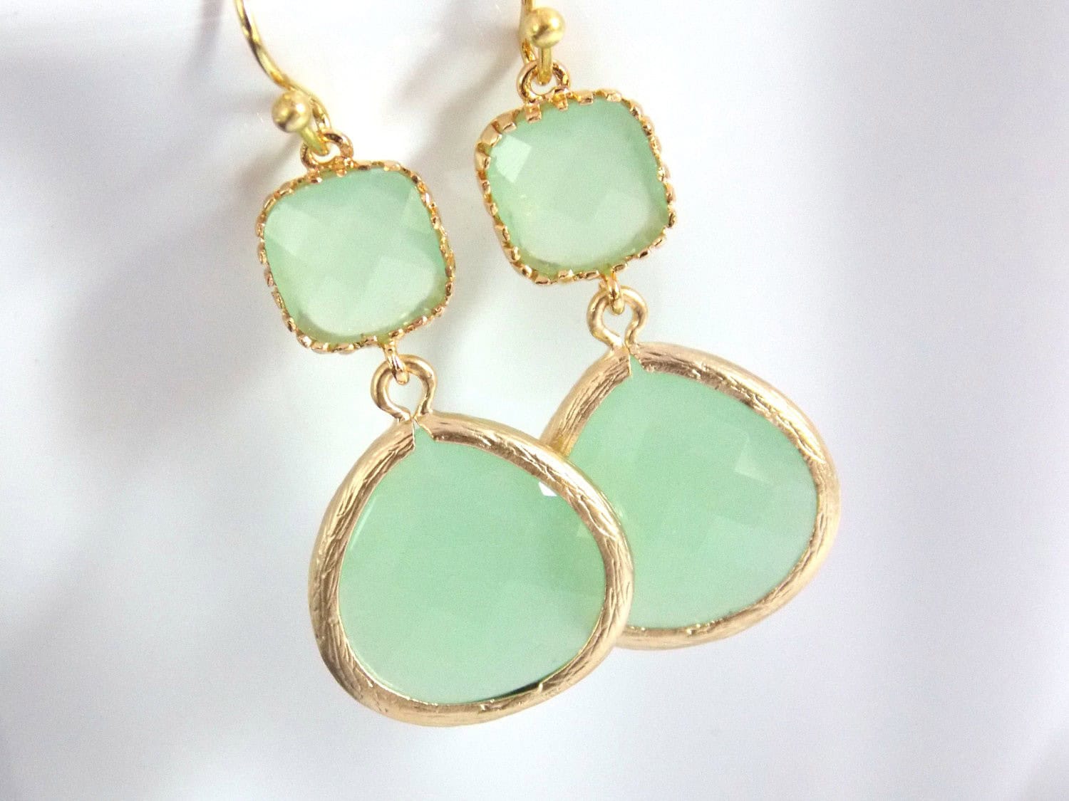 Pale green earrings