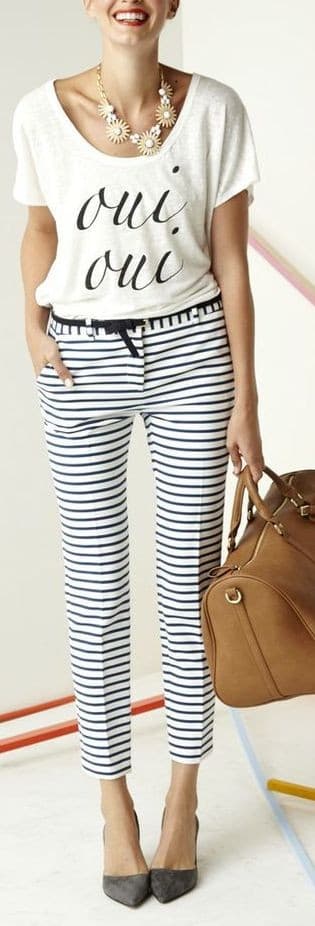 Striped ankle pants