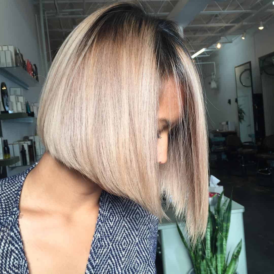 Traditional ombre blunt bob with middle part