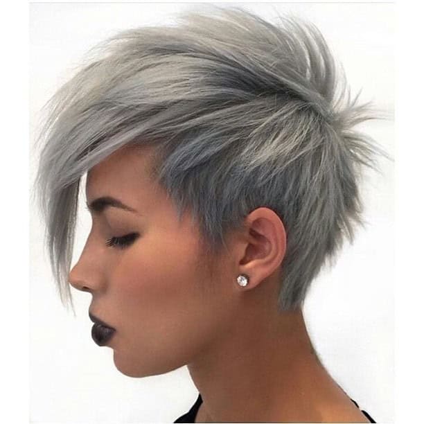 Silver (or grey) pixie cut