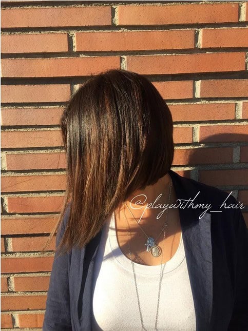 Asymmetrical mob for straight hair