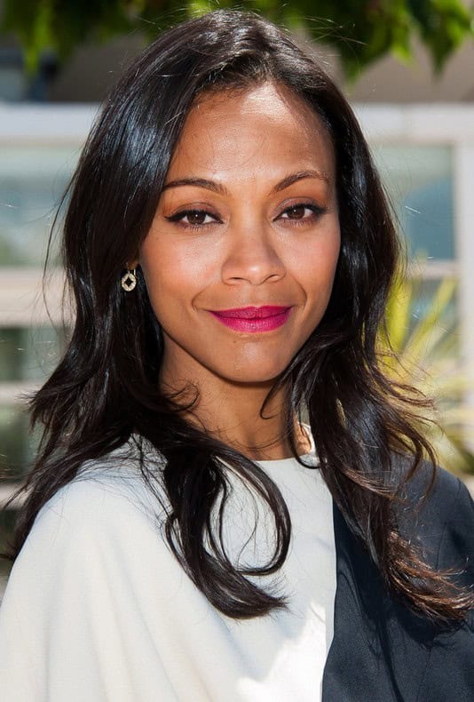 Zoe Saldana Loose Wavy Hairstyles: Casual long straight hairstyle for black women