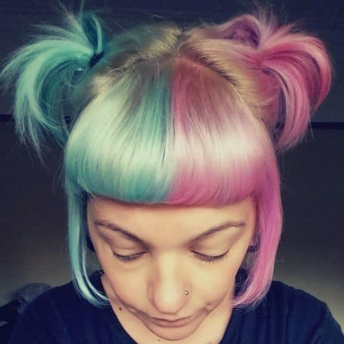 Blue and Pink Half and Half Hair