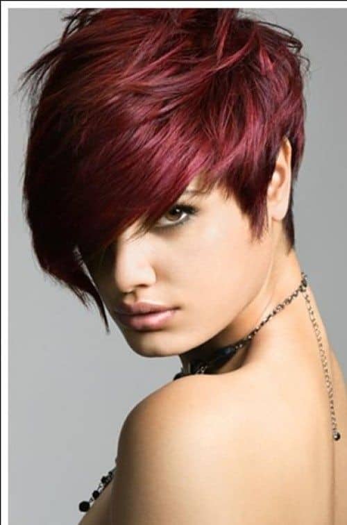 Short and red asymmetrical bob