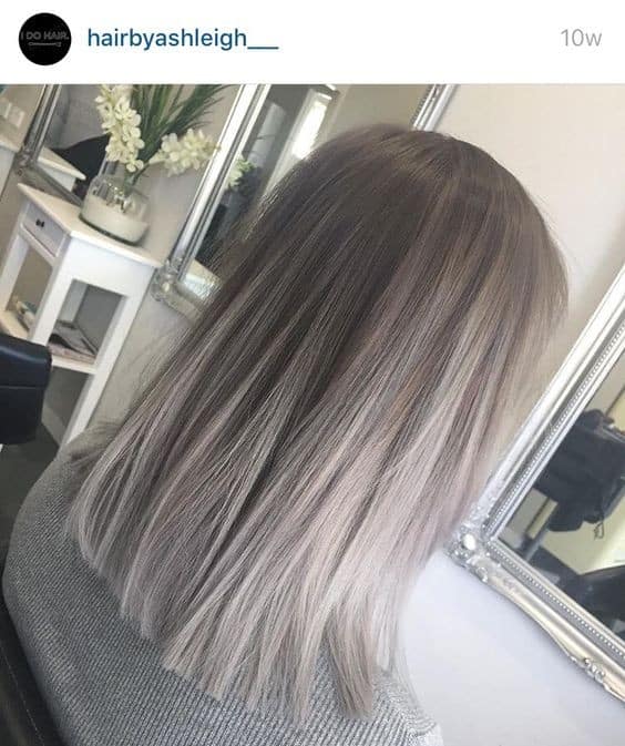 Straight long bob – Silver ombre lob hairstyle for winter