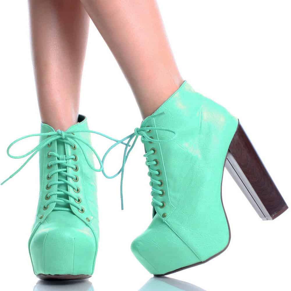 Mint green lace up platforms