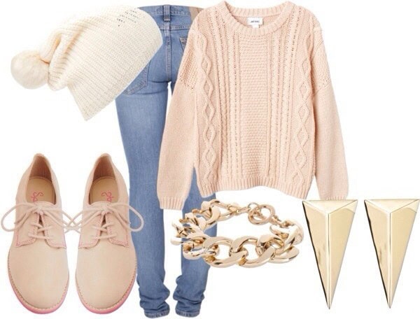 Pale pink clothing and rose gold accessories