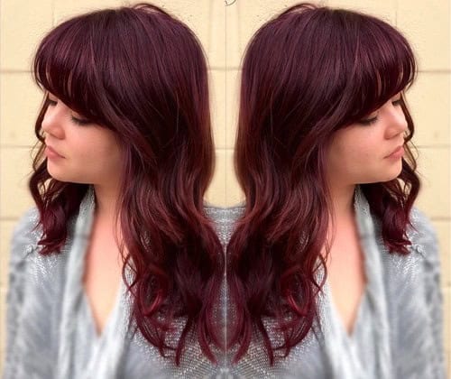 Subtle Red Ombre Hairstyle with Bangs