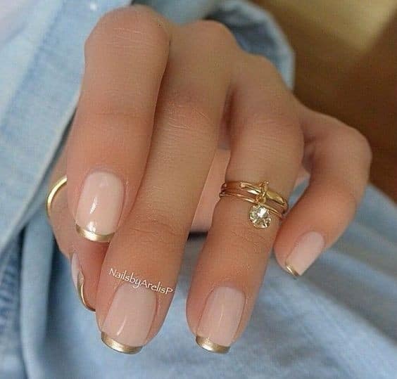 French Manicure with Gold Tips