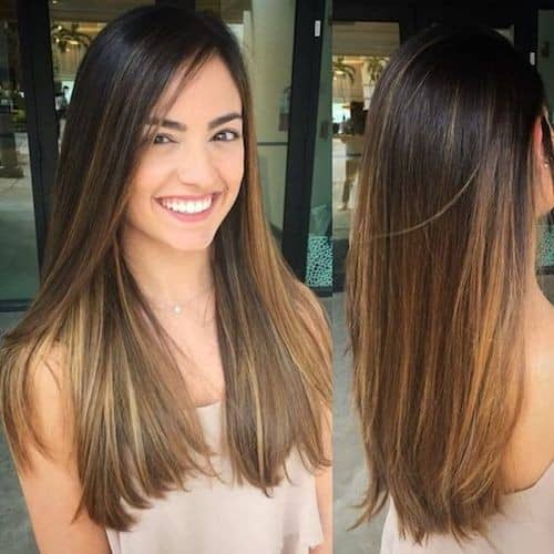 Brunette Long Straight Hairstyle