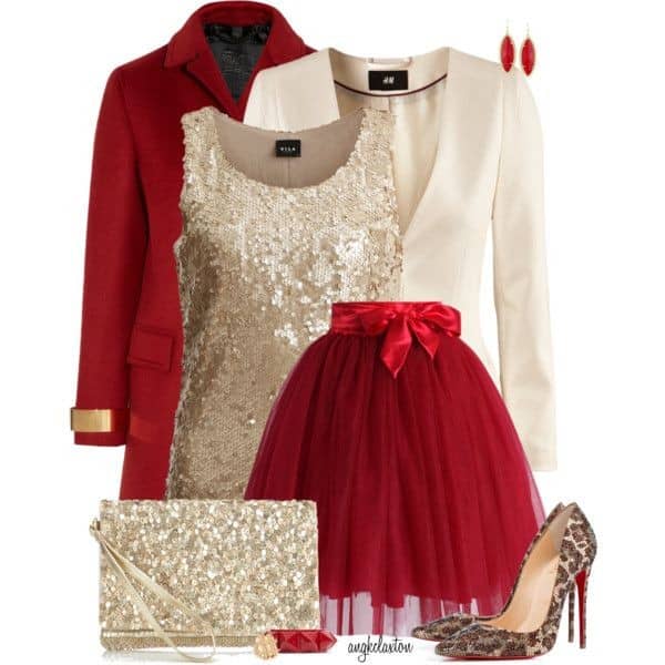 Red and gold festive outfit