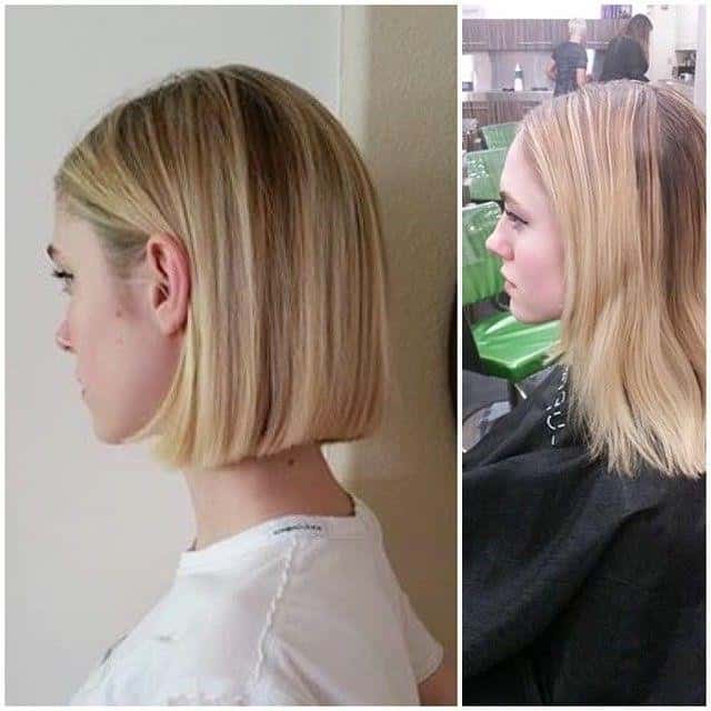 Traditional ombre blunt bob with middle part