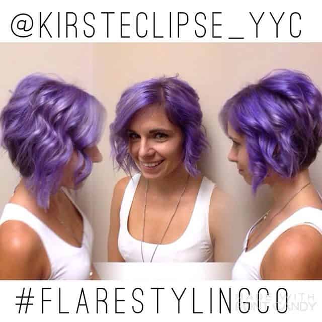 Violet wavy messy graduated bob