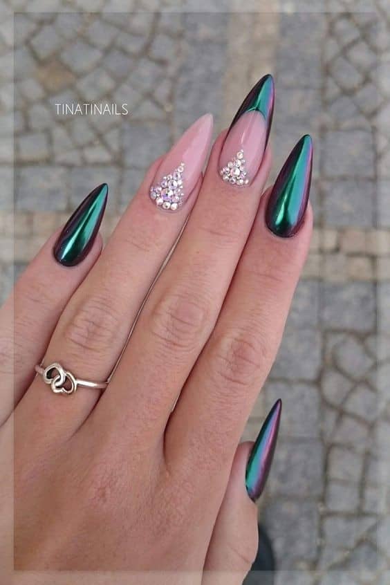 Rhinestone Nails- Tips and Cuticle Nail Art