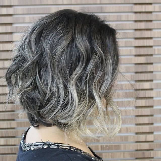 Black and platinum messy bob