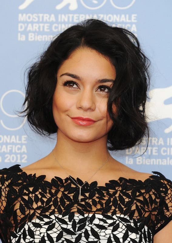 Vanessa Hudgens Short Haircut: Chic Layered Black Wavy Hairstyle for Women