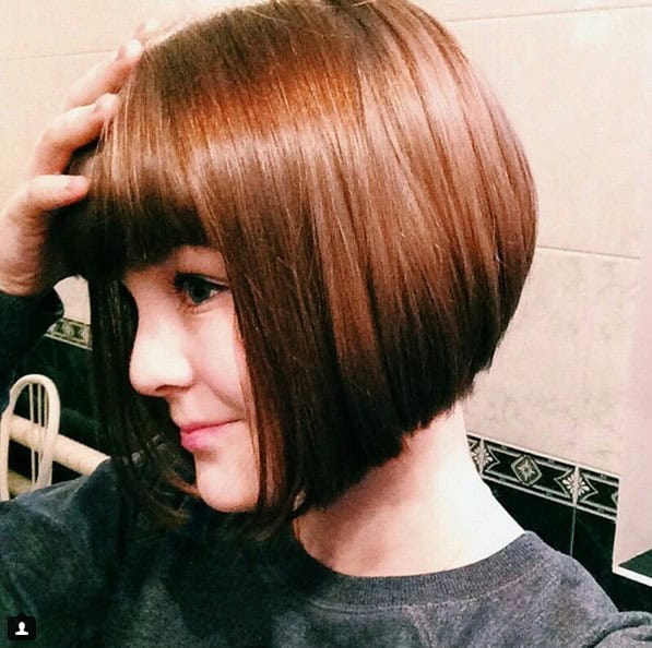 Blunt bangs inverted bob