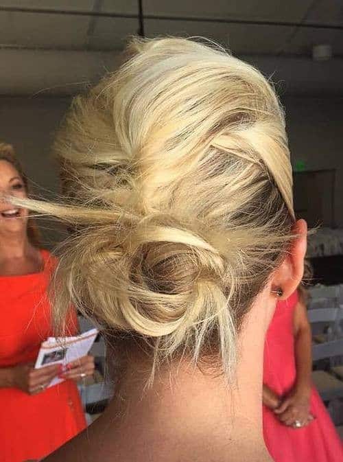 White Blonde Twisted Low Bun