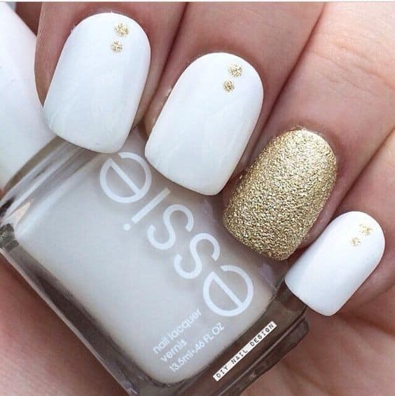 White and Golden Nail Design