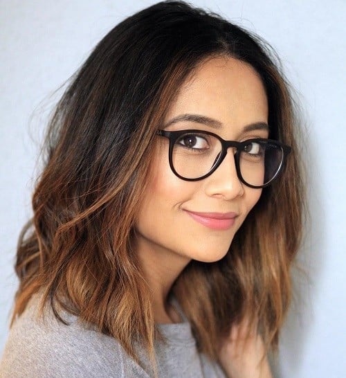 Black and Brown Bob with Wavy Ends