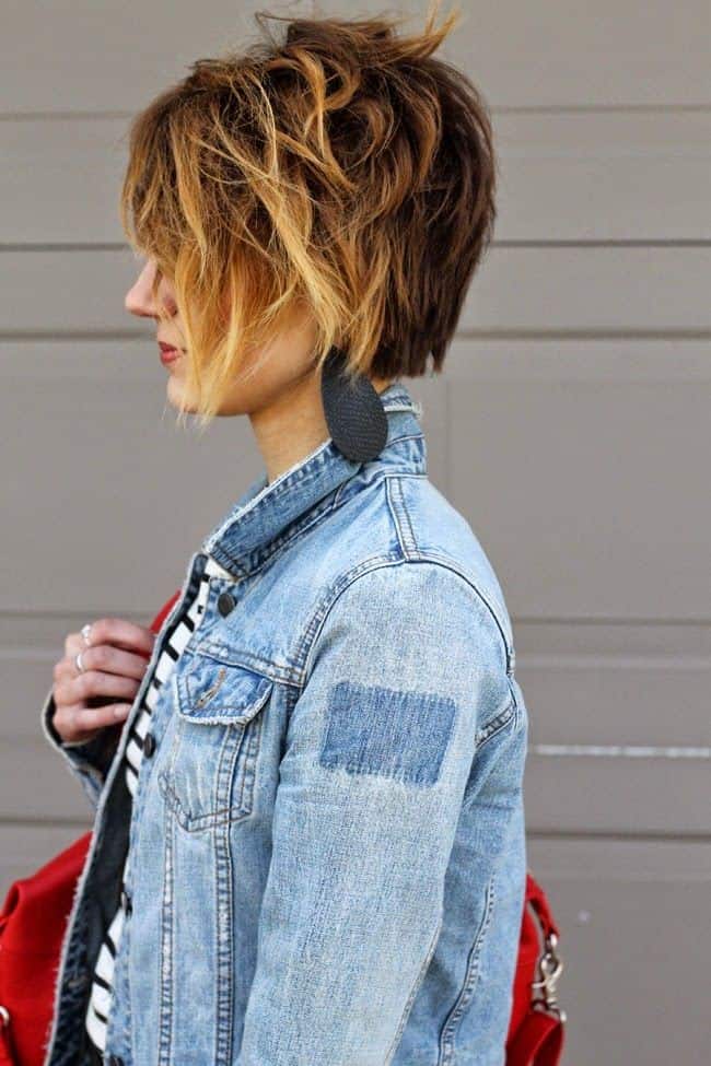 Blonde ombre short tapered shag bob