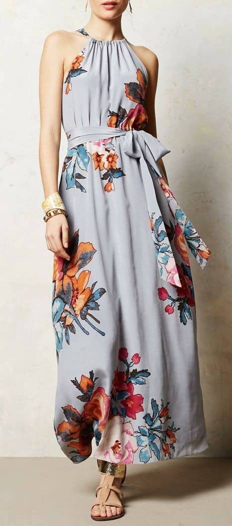 Floral halter maxi dress