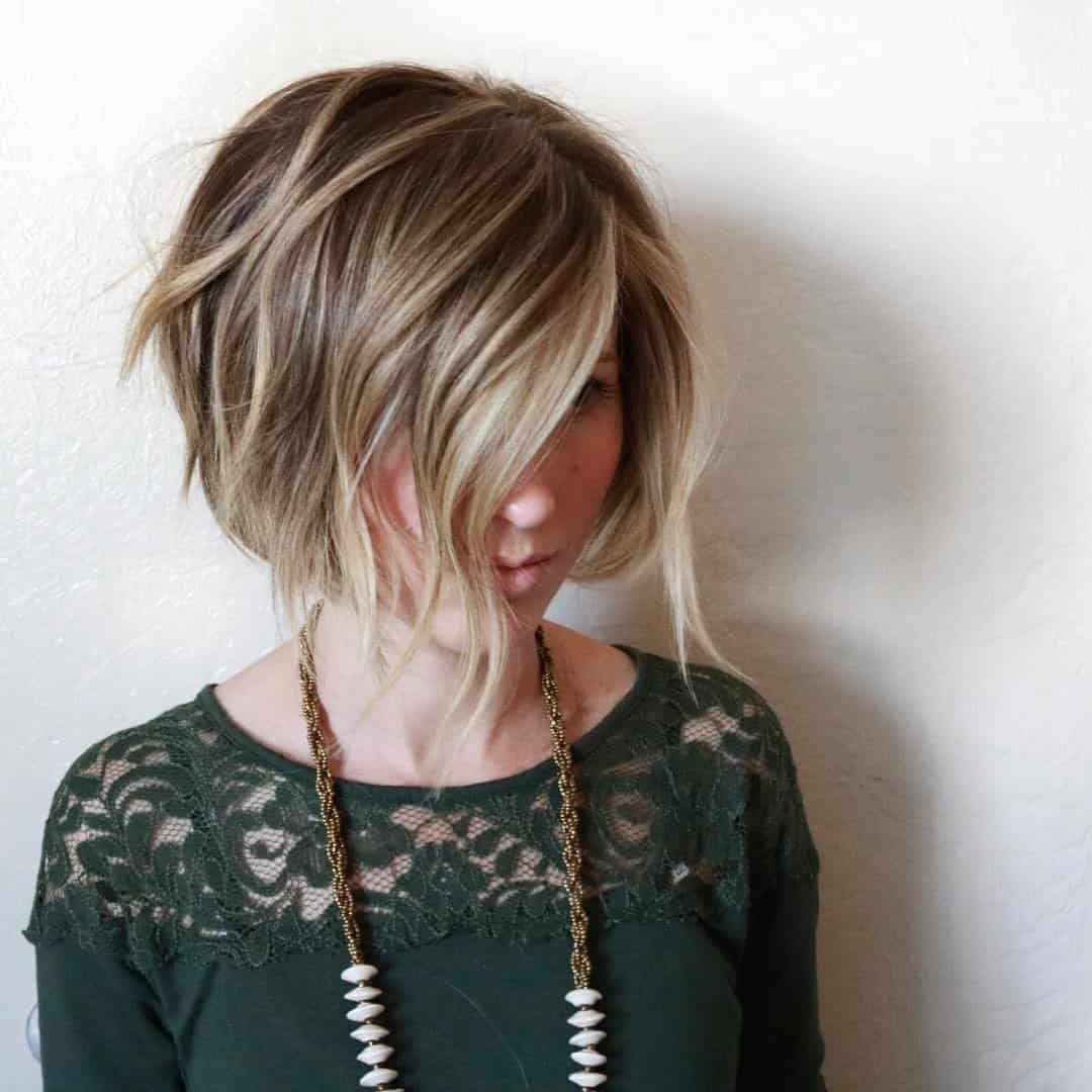 Ombre A-line short bob with longer front and side part