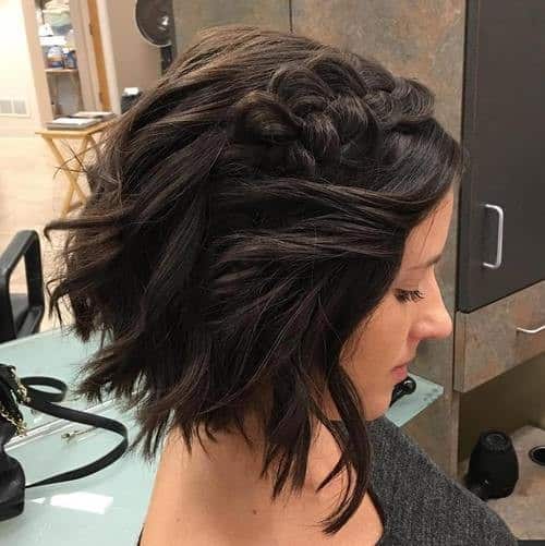 Tousled Brown Bob with Chunky Braided Section