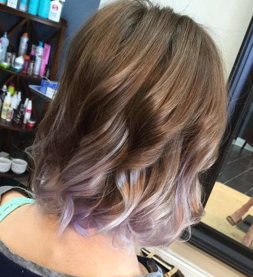 Pastel Lavender Curls for Shoulder Length Hair