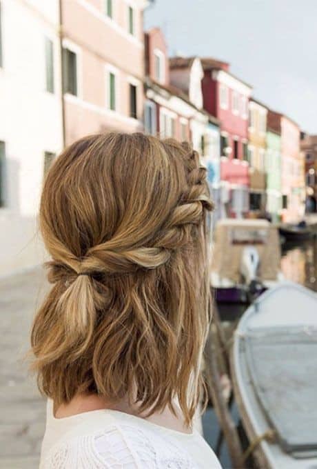 Messy Twisted Half-Updo for Medium Hair