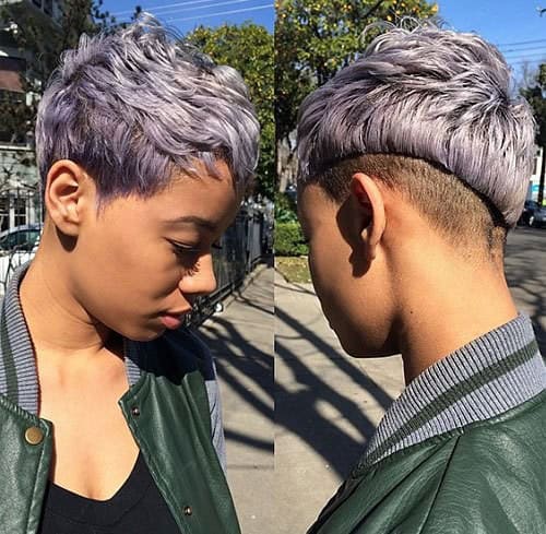 African American Hairstyles: Pastel Purple Curved Crop