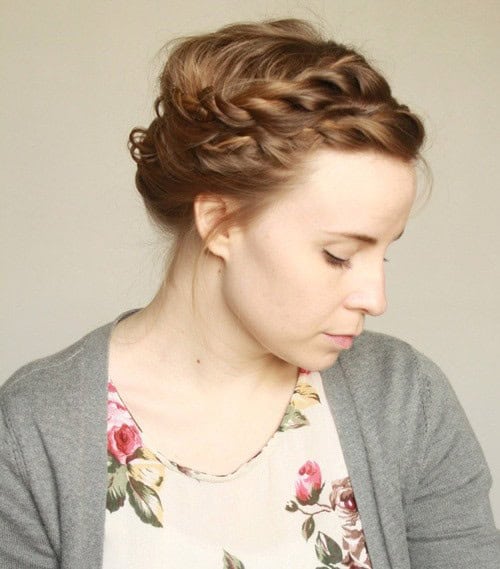 Loose Braided Crown Prom Hairstyle