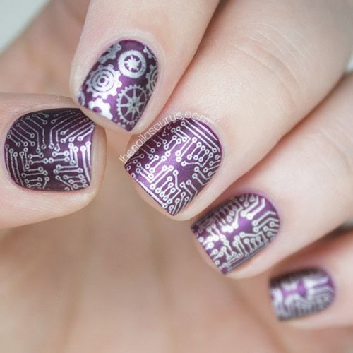 Stylish Purple Nail Design for Short Nails