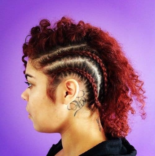 Half Braided and Half Red Curly Hair