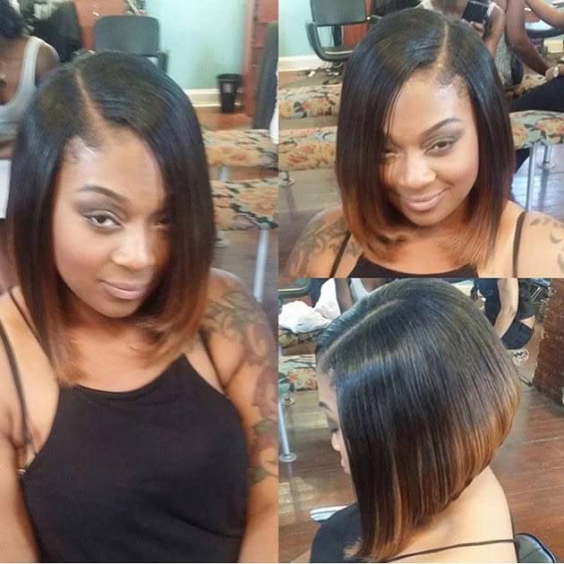 Ombre A-line short bob with longer front and side part